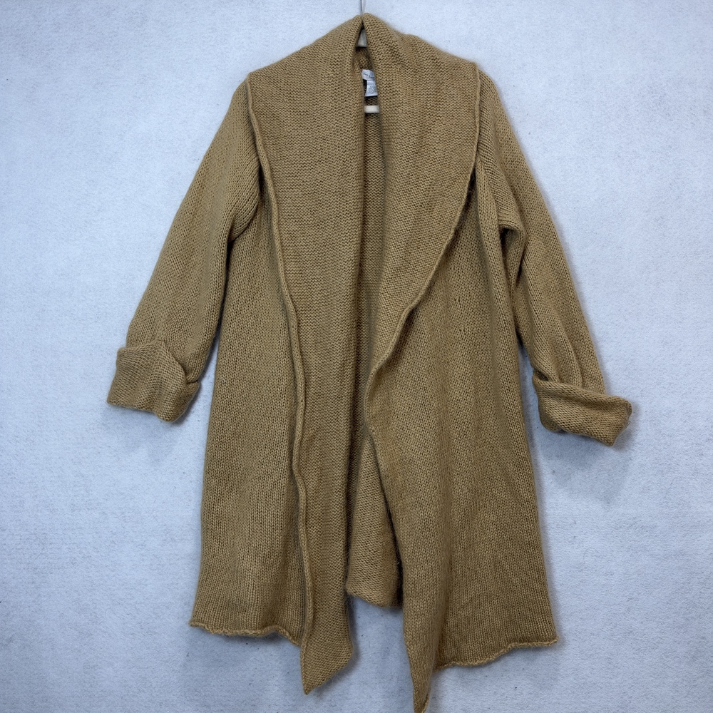 Soft Surroundings Cardigan Sweater Womens Large Brown Open Front Mohair Knit
